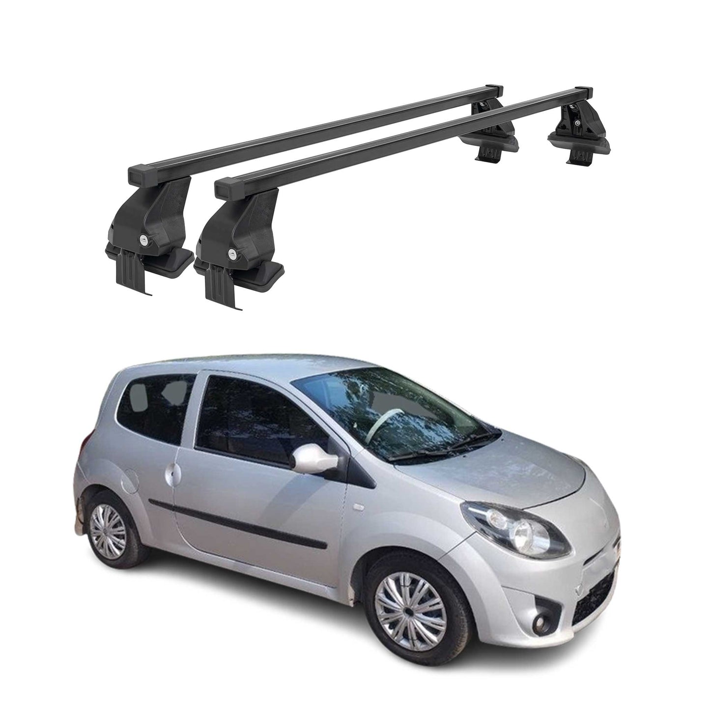 Menabo Dachträger Grundtäger für Renault Twingo mk2 2007-2014 50kg Stahl Schwarz
