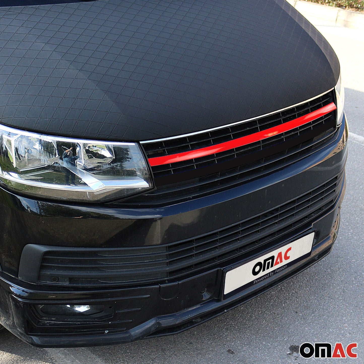Benzi decorative grilă auto pentru VW T6 Transporter 2015-2019, oțel inoxidabil, roșu