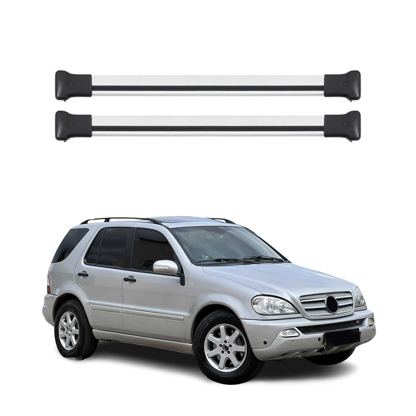 Dachträger Grundtäger für Mercedes ML Klasse W163 1998-2005 75kg Alu Grau 2x