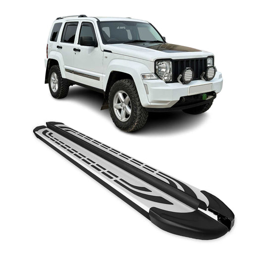 Trittbretter Seitenschweller Seitenbretter für Jeep Cherokee 2008-13 Schwarz Alu