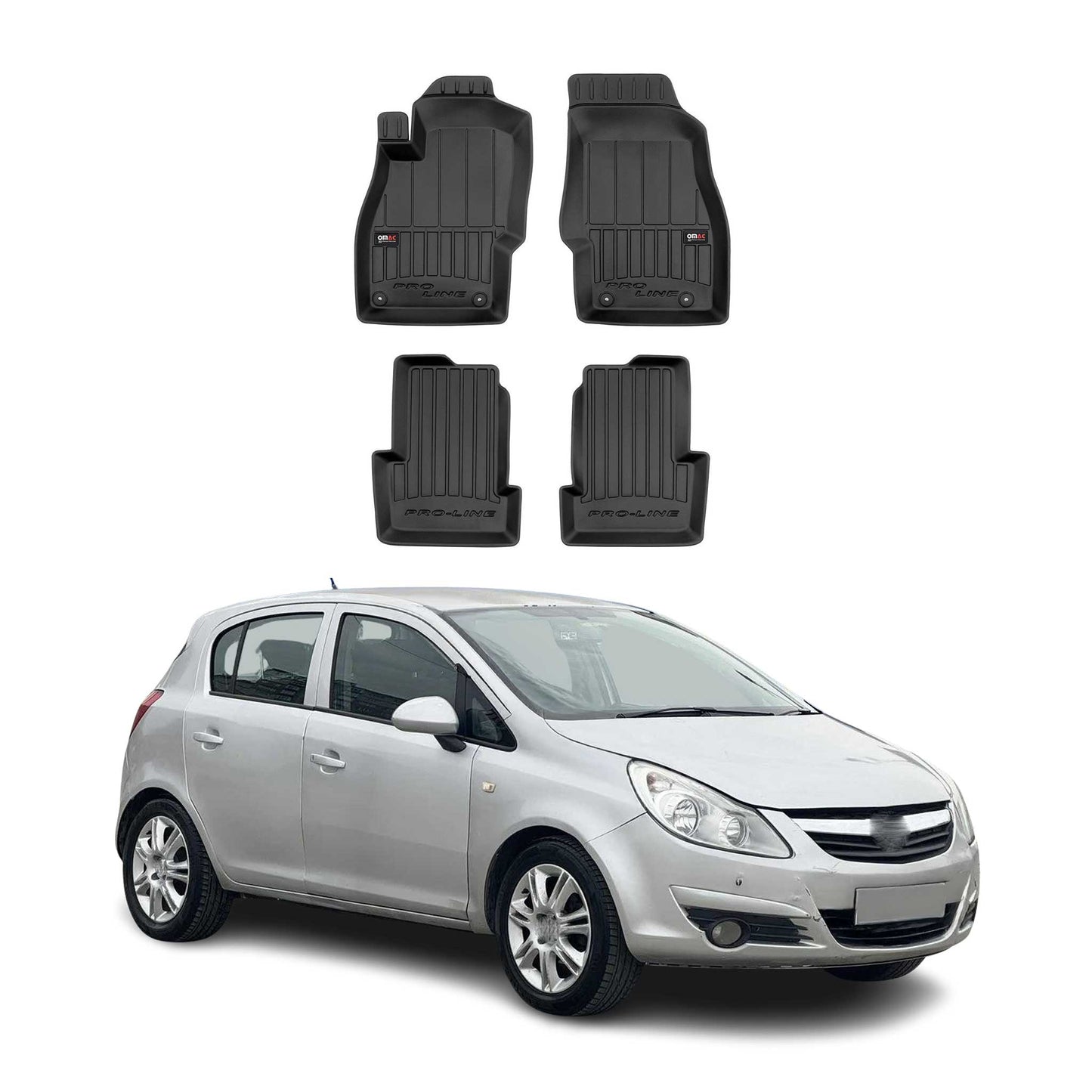 OMAC Gummi Fußmatten für Opel Corsa D 2006-2014 Premium TPE Automatten 4tlg