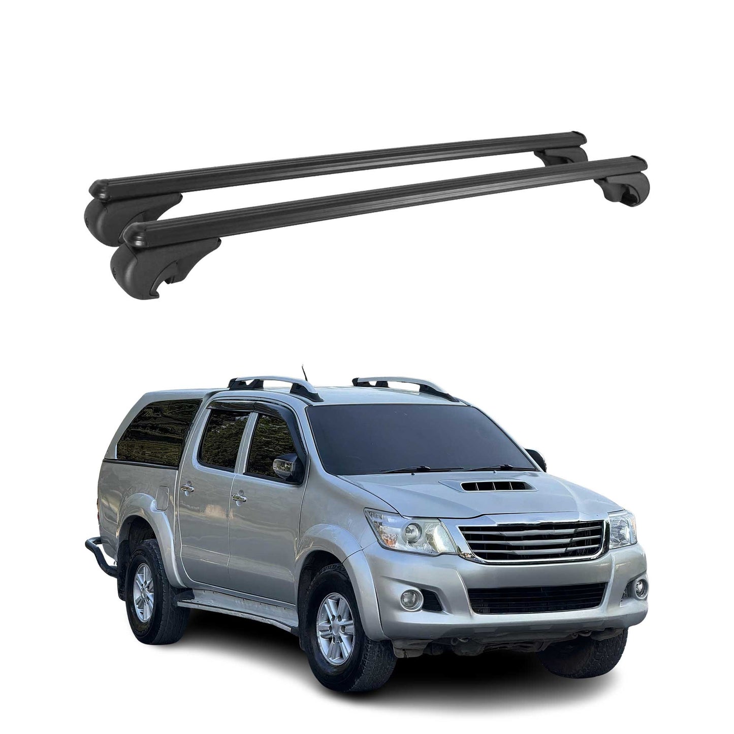 Dachträger Grundtäger für Toyota Hilux 2010-2015 75kg Aluminium Schwarz 2 tlg