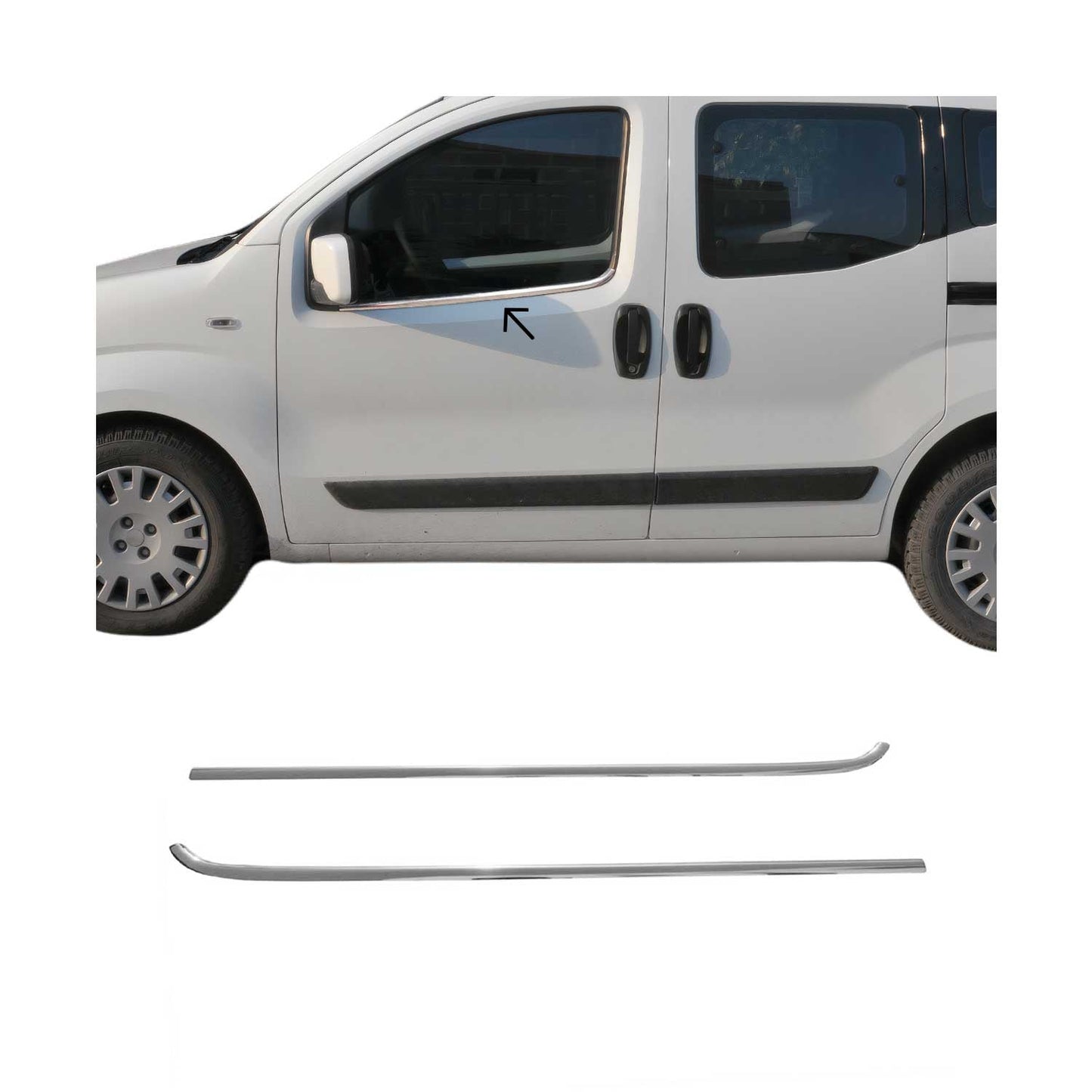 Fensterleisten Zierleisten für Peugeot Bipper 2008-2024 Edelstahl Chrom 2tlg