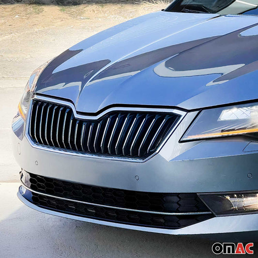Kühlergrill Leisten Grillleisten für Skoda Superb 2015-2019 Edelstahl Silber 16x