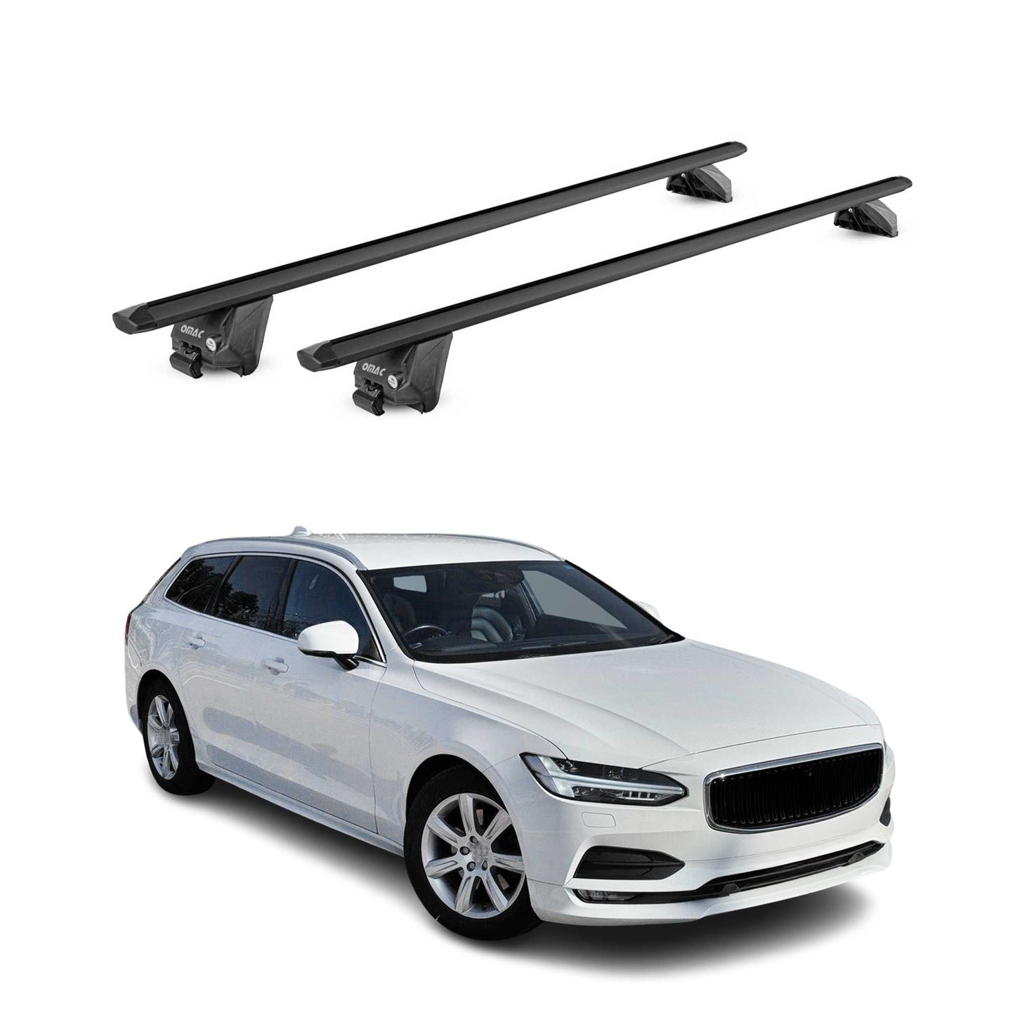 Portbagaj de plafon pentru Volvo V90 2016-2025 100kg aluminiu negru 2 buc ABE