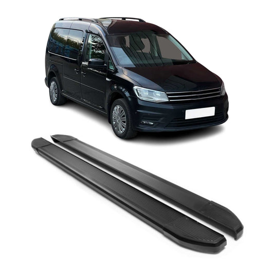 Alu Seitenschweller Trittbretter für VW Caddy Maxi 2015-2020 Schwarz 2tlg