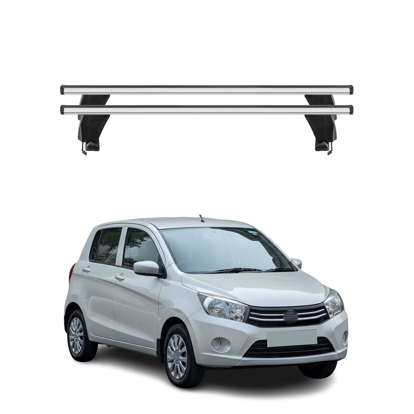Menabo Dachträger Grundtäger für Suzuki Celerio 2014-2021 50kg Alu Silber 2 tlg