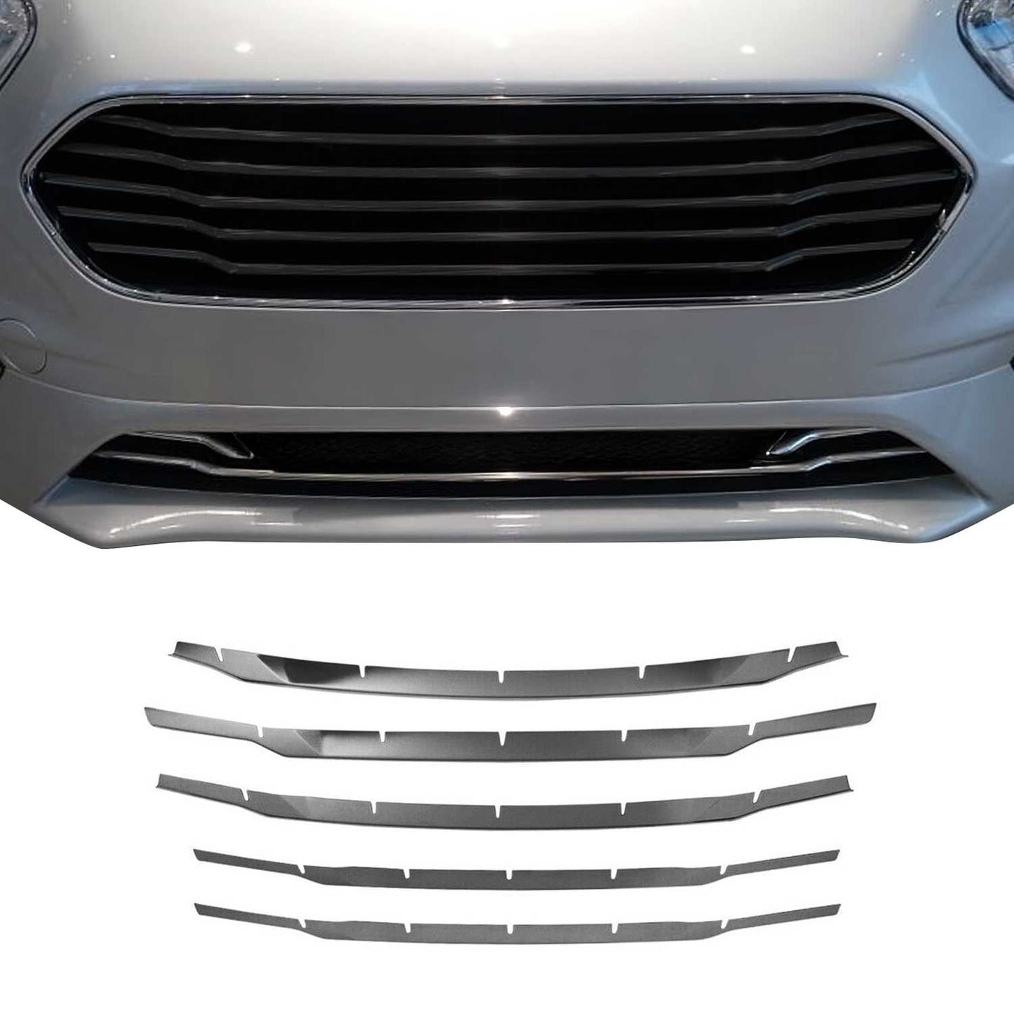 Kühlergrill Grillleisten für Ford Tourneo Courier 2018-2024 Chrom Dunkel 5x