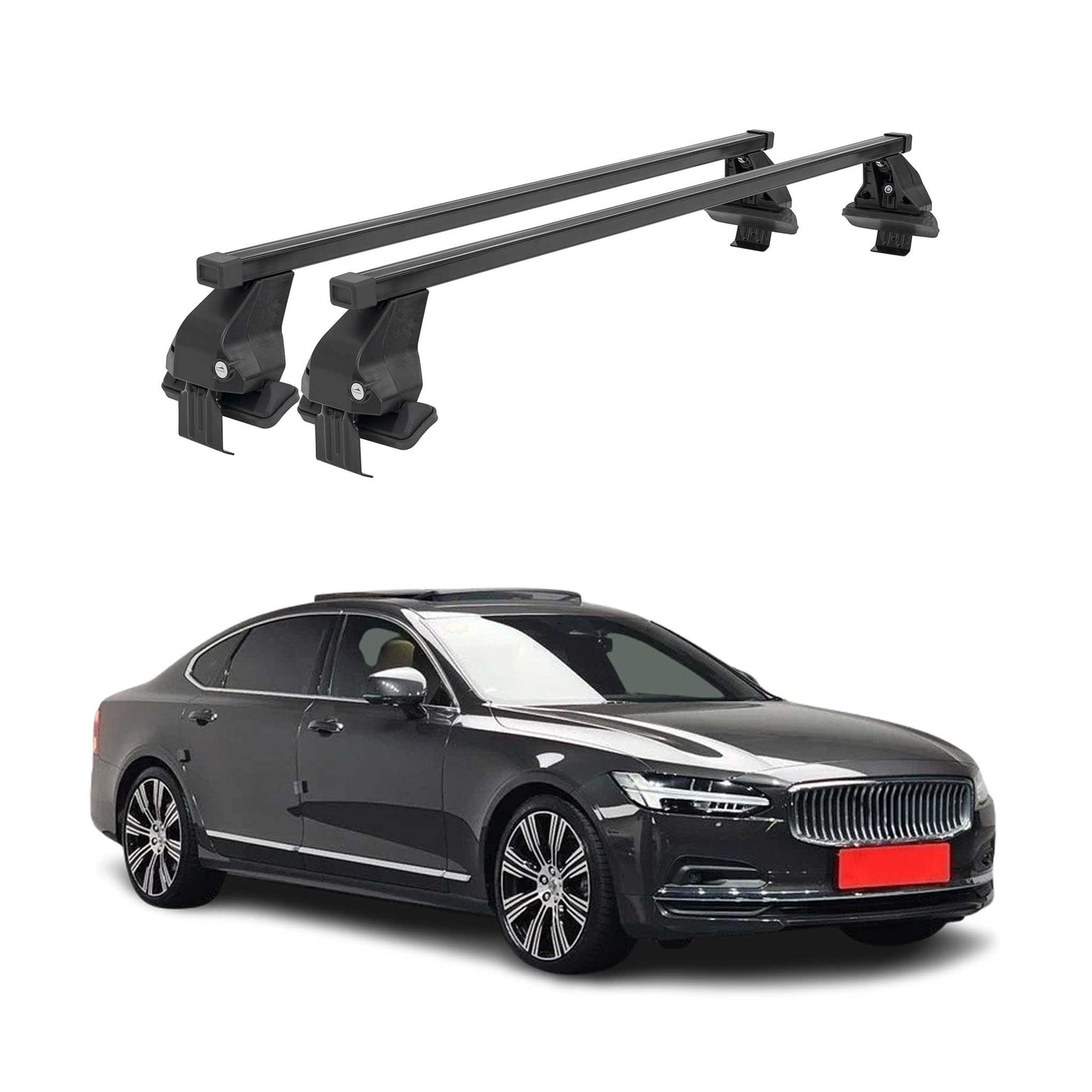 Menabo Dachträger Grundtäger für Volvo S90 2016-2025 50kg Stahl Schwarz 2 tlg