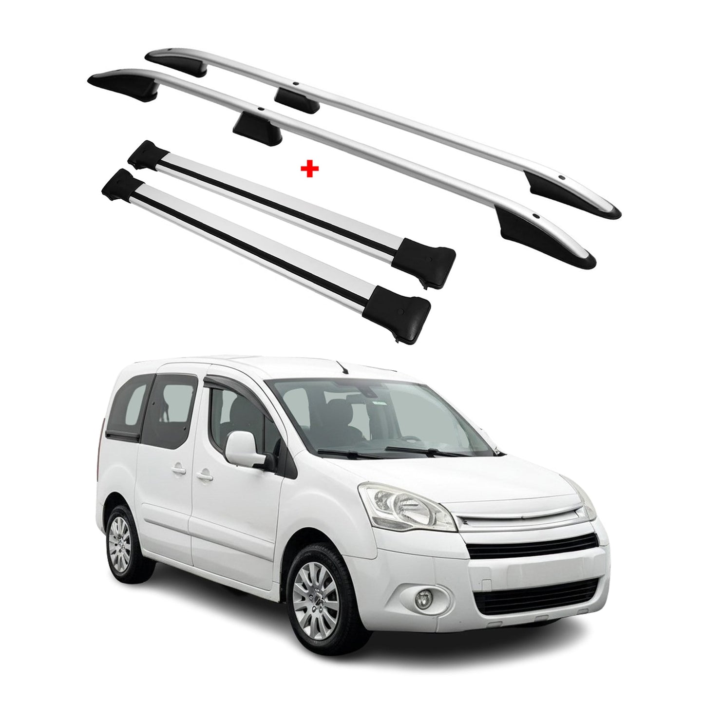 Dachreling + Dachträger für Citroen Berlingo 2008-2018 L1 Aluminium Silber 4x