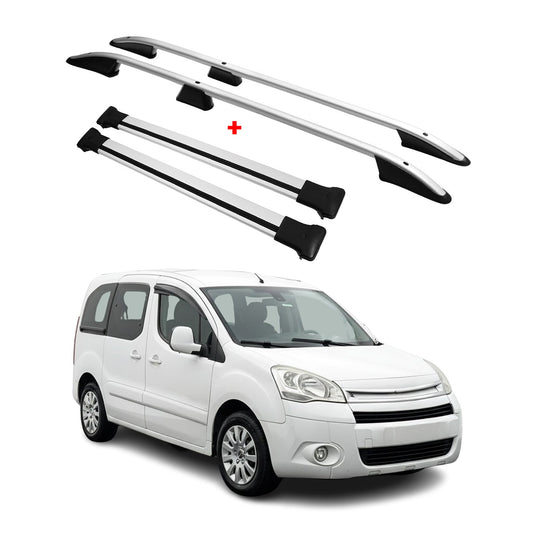 Dachreling + Dachträger für Citroen Berlingo 2008-2018 L1 Aluminium Silber 4x