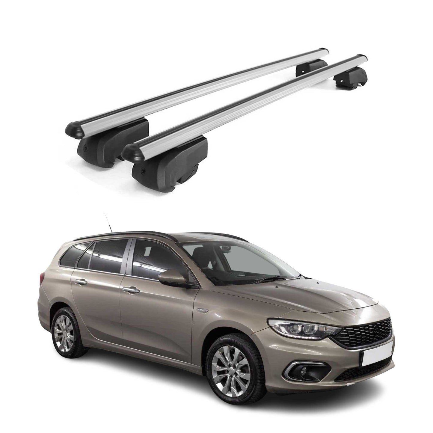 Dachträger Gepäckträger für Fiat Tipo Kombi 2015-2020 ABE Aluminium Grau 2x