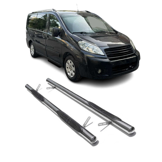 Praguri/praguri laterale din oțel inoxidabil pentru Fiat Scudo 2006-2016, oțel inoxidabil argintiu