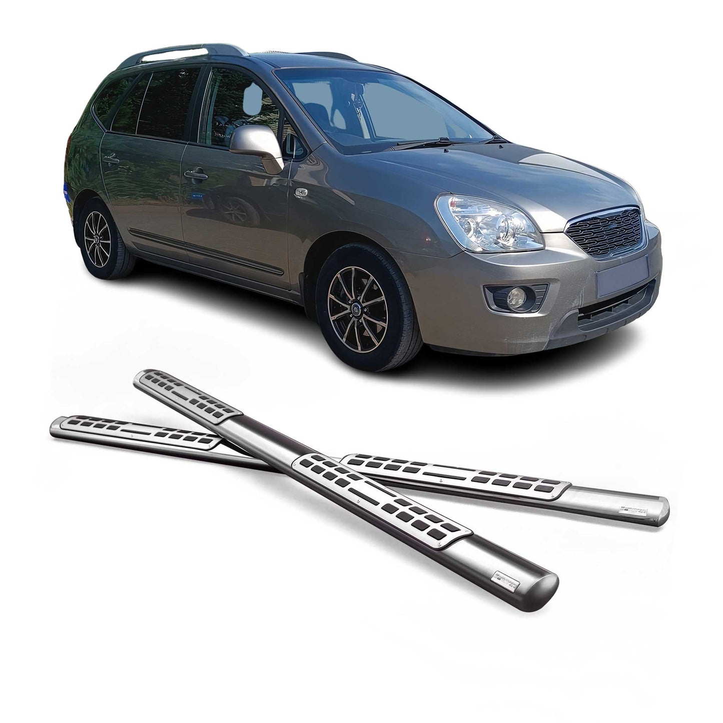 Edelstahl Seitenschweller Schwellerrohre für Kia Carens 2006-2013 Silber