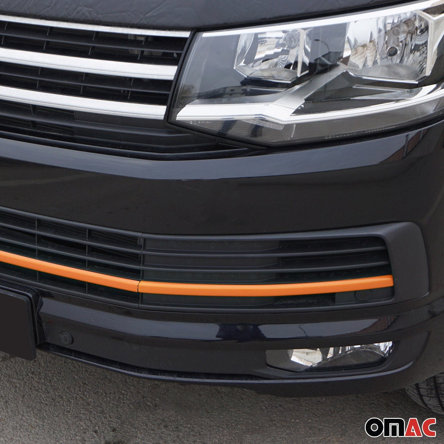 Benzi decorative grilă auto pentru VW T6 Transporter 2015-2019 Highline, oțel inoxidabil, portocaliu, 3x