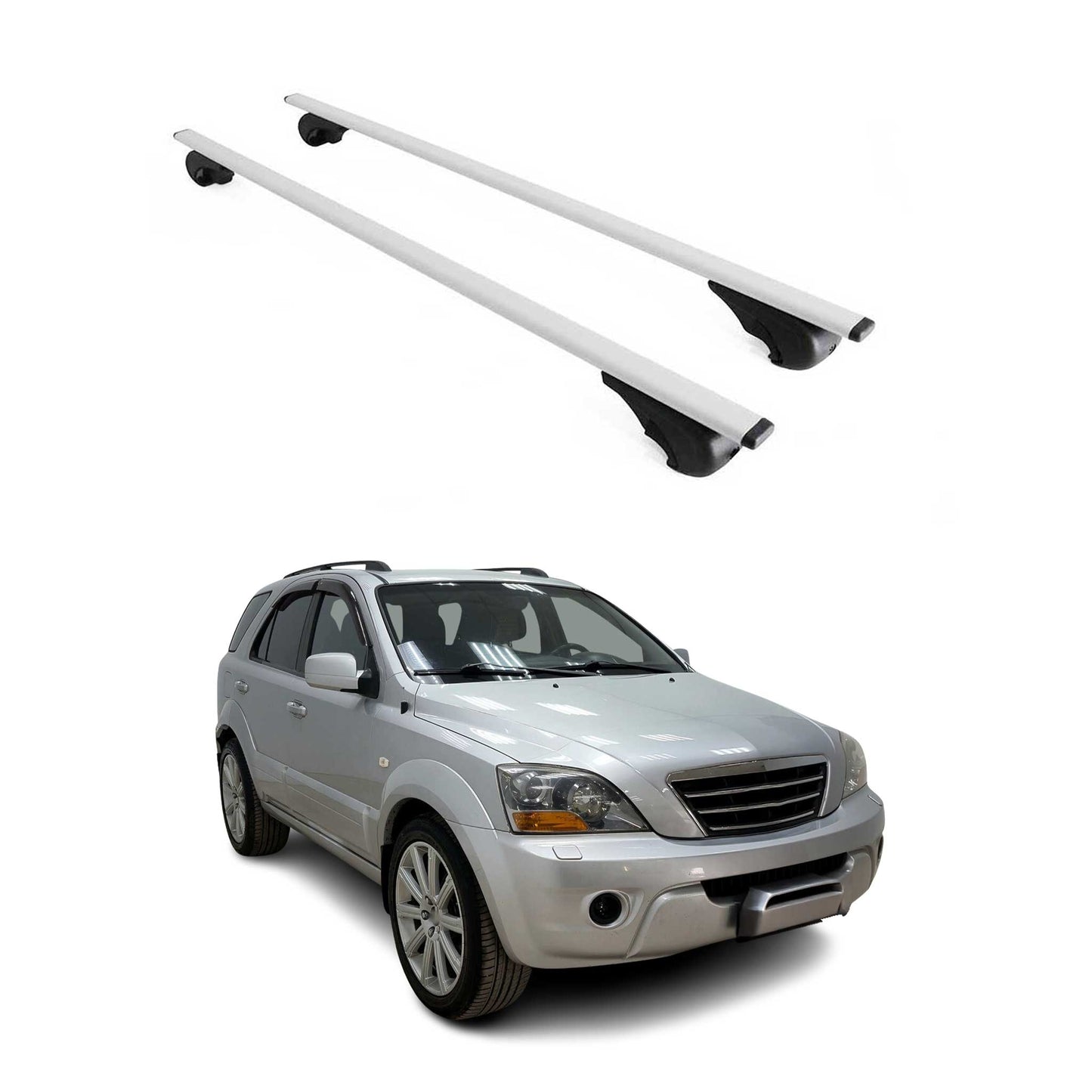 Dachträger Grundtäger für Kia Sorento 2002-2009 75kg Metall Silber 2 tlg