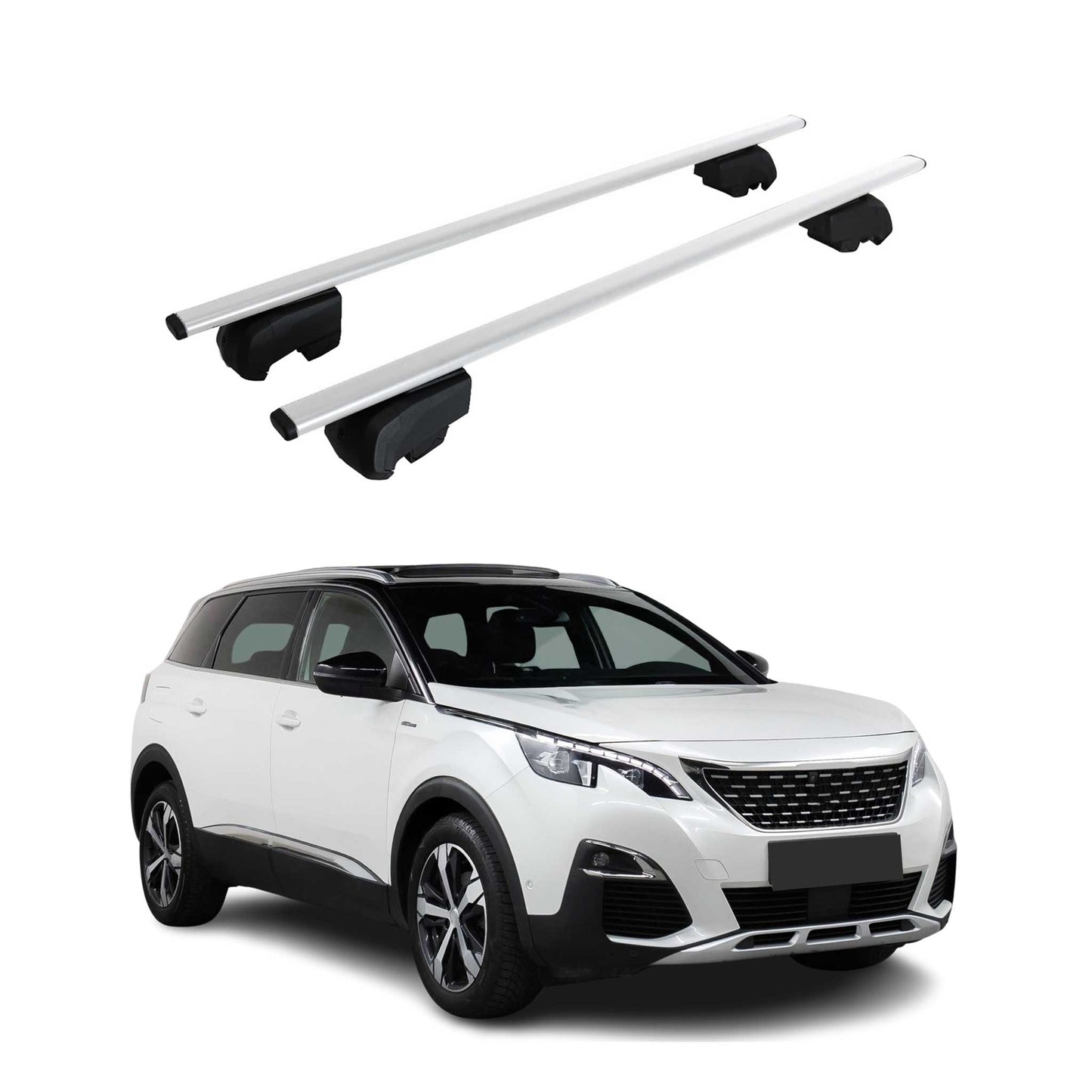 Dachträger Gepäckträger für Peugeot 5008 2017-2023 Grundträger ABE Silber 2x