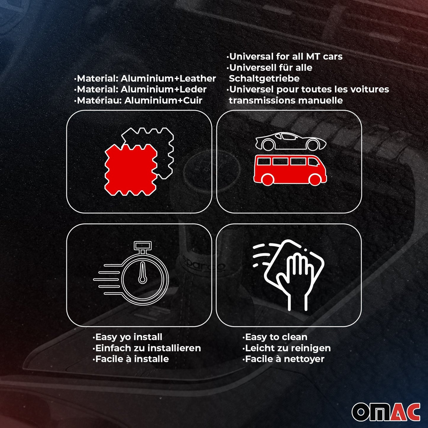 SPARCO Schaltknauf Schalthebel Schaltknopf Aluminium Kunstleder mit Sparco Logo