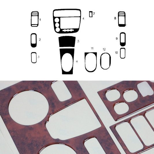Ornamente interioare cockpit pentru Honda Civic 2000-2005, aspect lemn, 12 bucăți