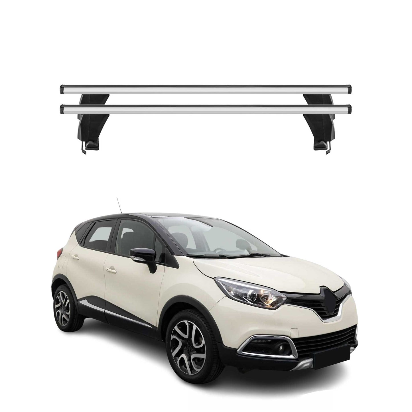 Menabo Dachträger für Renault Captur mk1 2013-2017 Pre-FL 50kg Alu Silber 2x
