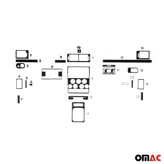 Ornamente interioare pentru cockpit pentru Ford Transit Connect 2007-2009, aspect carbon, 22 bucăți