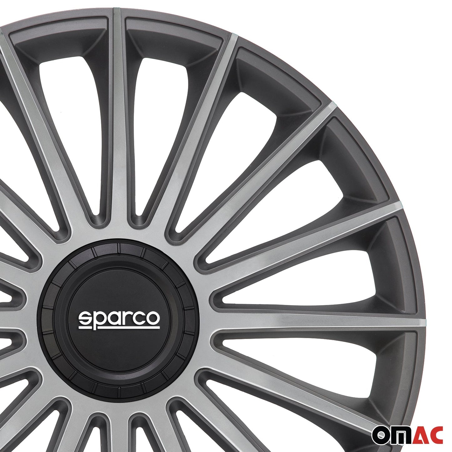 Radkappen Radzierblenden Sparco Treviso 16" Zoll Abdeckung Set Grau Silber 4x