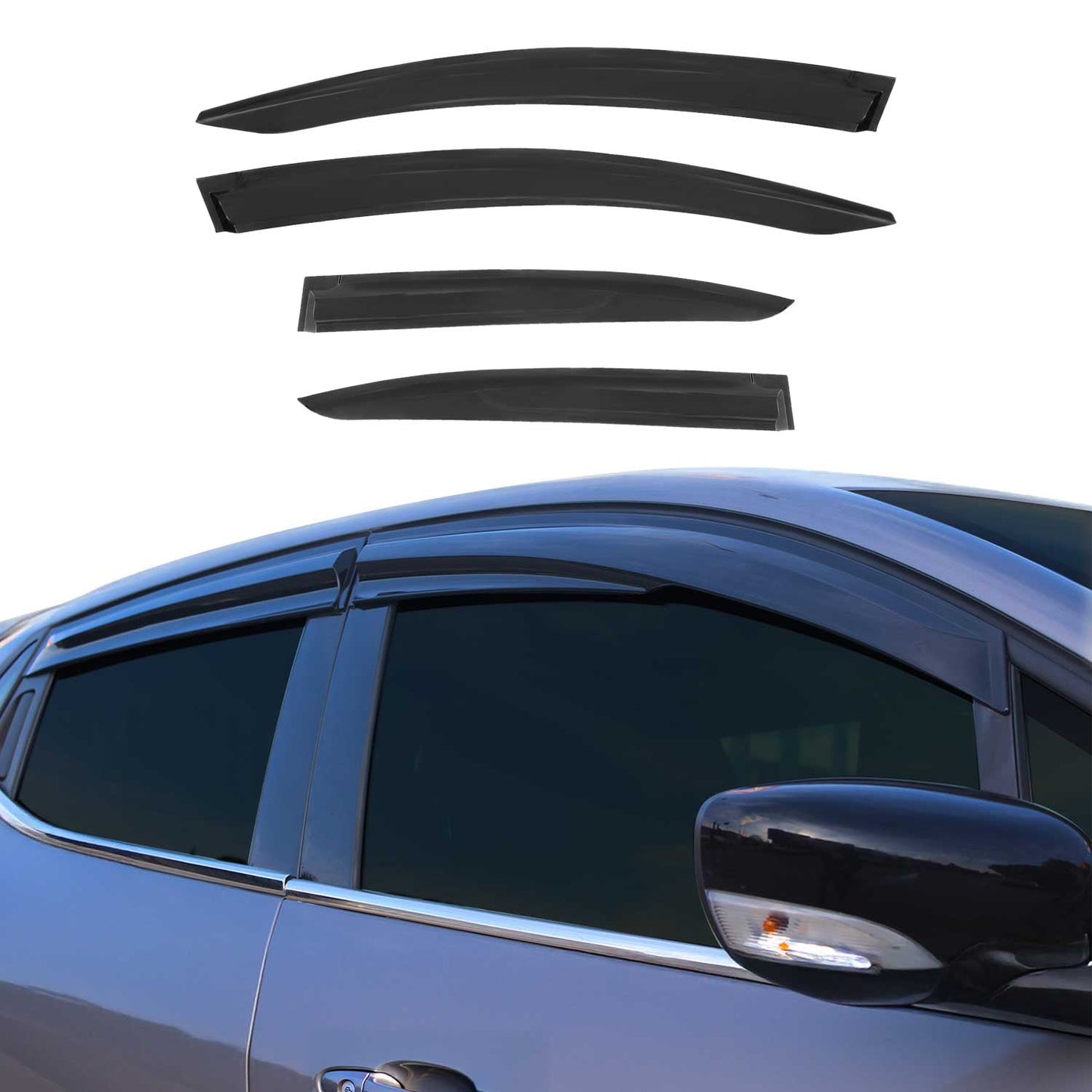 4x Windabweiser Regenabweiser für Honda Civic Stufenheck 2011-2017 Acryl Dunkel