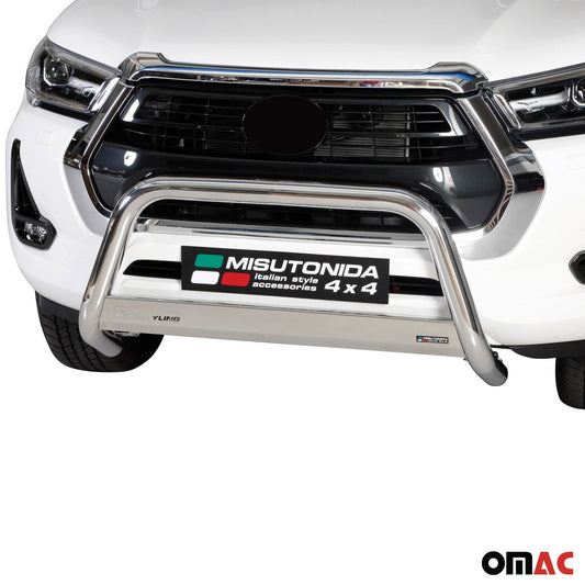 Bară de protecție/buton față pentru Toyota Hilux 2021-2025, ø63mm, oțel, argintiu, protecție