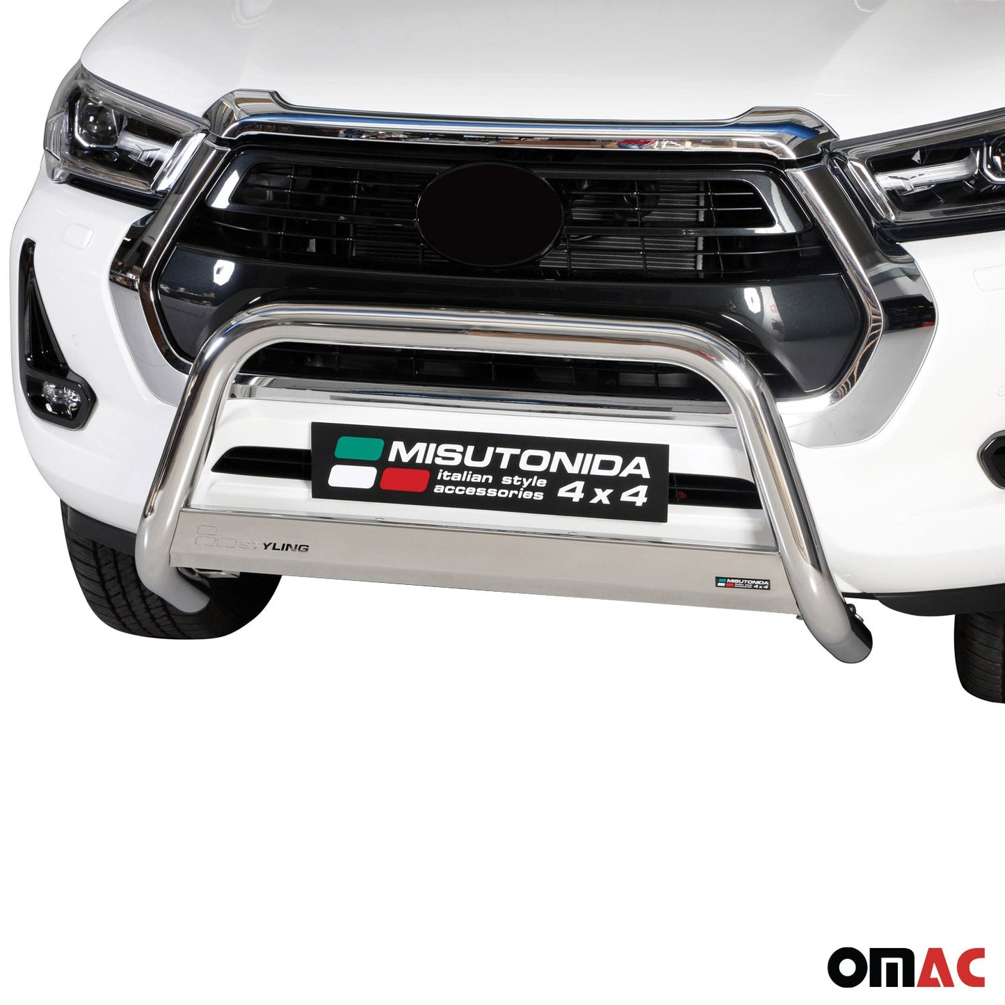 Bară de protecție/buton față pentru Toyota Hilux 2021-2025, ø63mm, oțel, argintiu, protecție