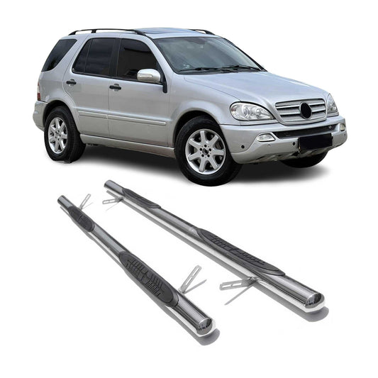 Edelstahl Trittbretter Schwellerrohre für Mercedes ML W163 1998-2005 Silber