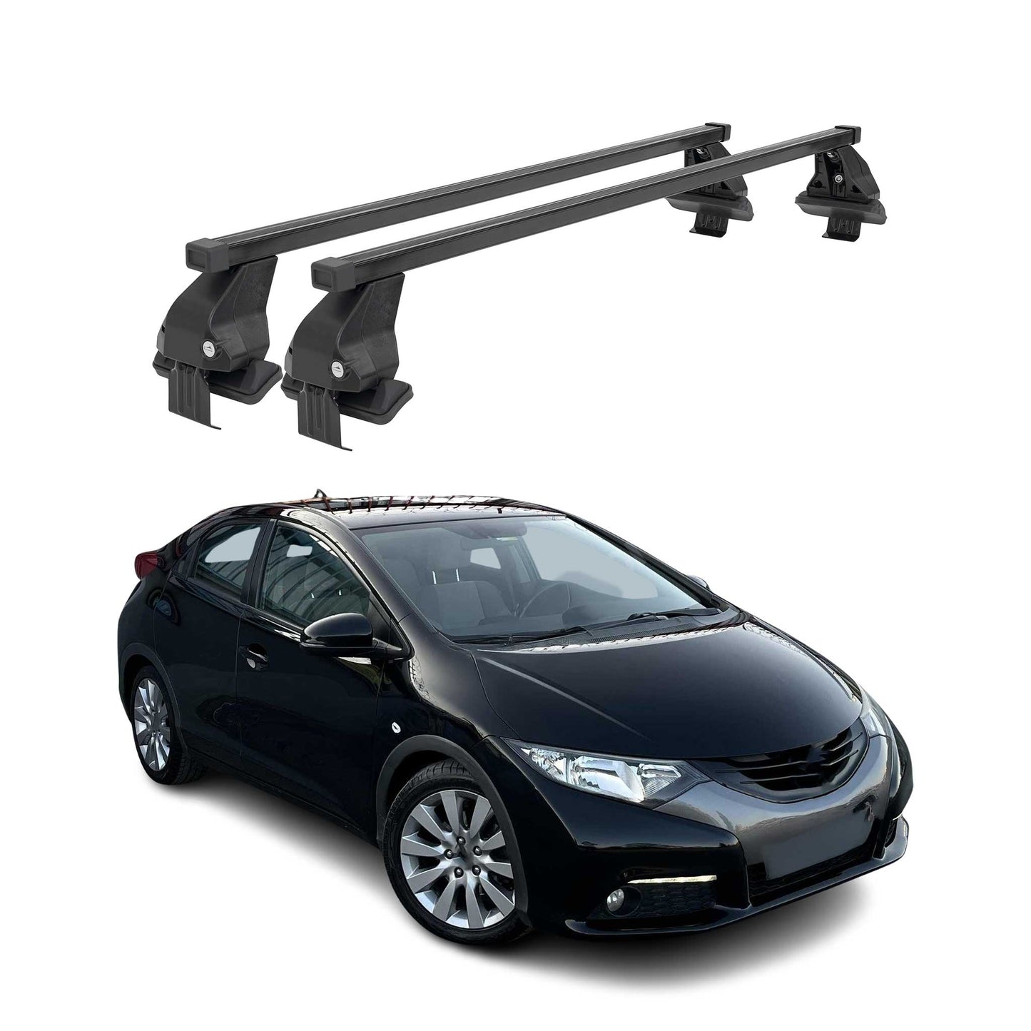 Menabo Dachträger für Honda Civic mk9 Schrägheck 2011-2017 50kg Stahl Schwarz 2x