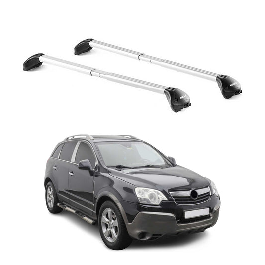 Portbagaj de plafon pentru Opel Antara 2006-2015 5 uși 100 kg aluminiu argintiu 2 piese ABE