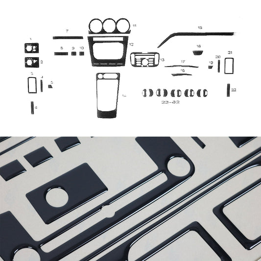 Ornamente interioare cockpit pentru Ford Transit Connect 2009-2014, aspect negru, 32 bucăți