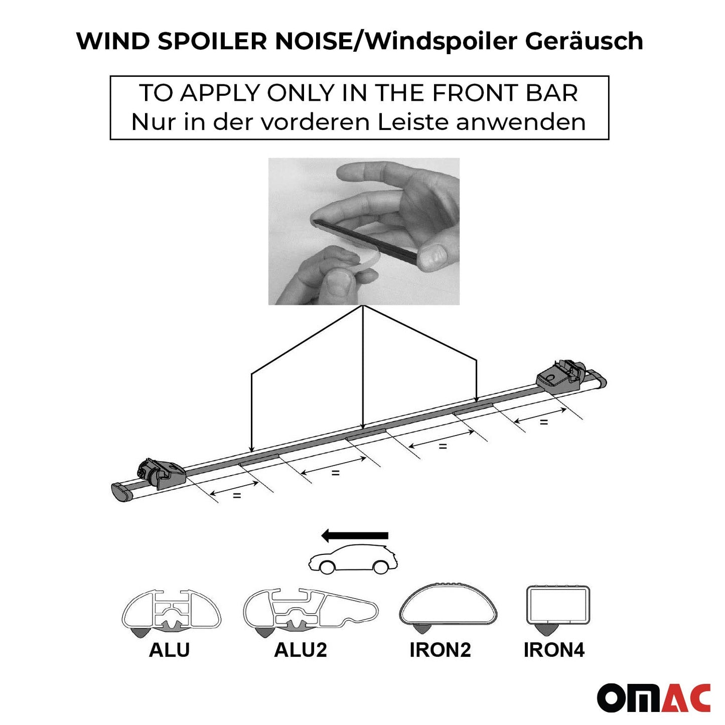 Geräuschreduzierung Spoiler Dachträger Windabweiser Fahrtwindgeräusch 3x