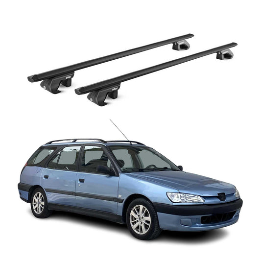 Portbagaj de plafon pentru Peugeot 306 Estate 1997-2001 90kg aluminiu negru 2 piese ABE