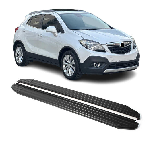 Listwy progowe/progi boczne do Opla Mokki 2012-2016, aluminiowe, czarne, z homologacją ABE (niemiecką).