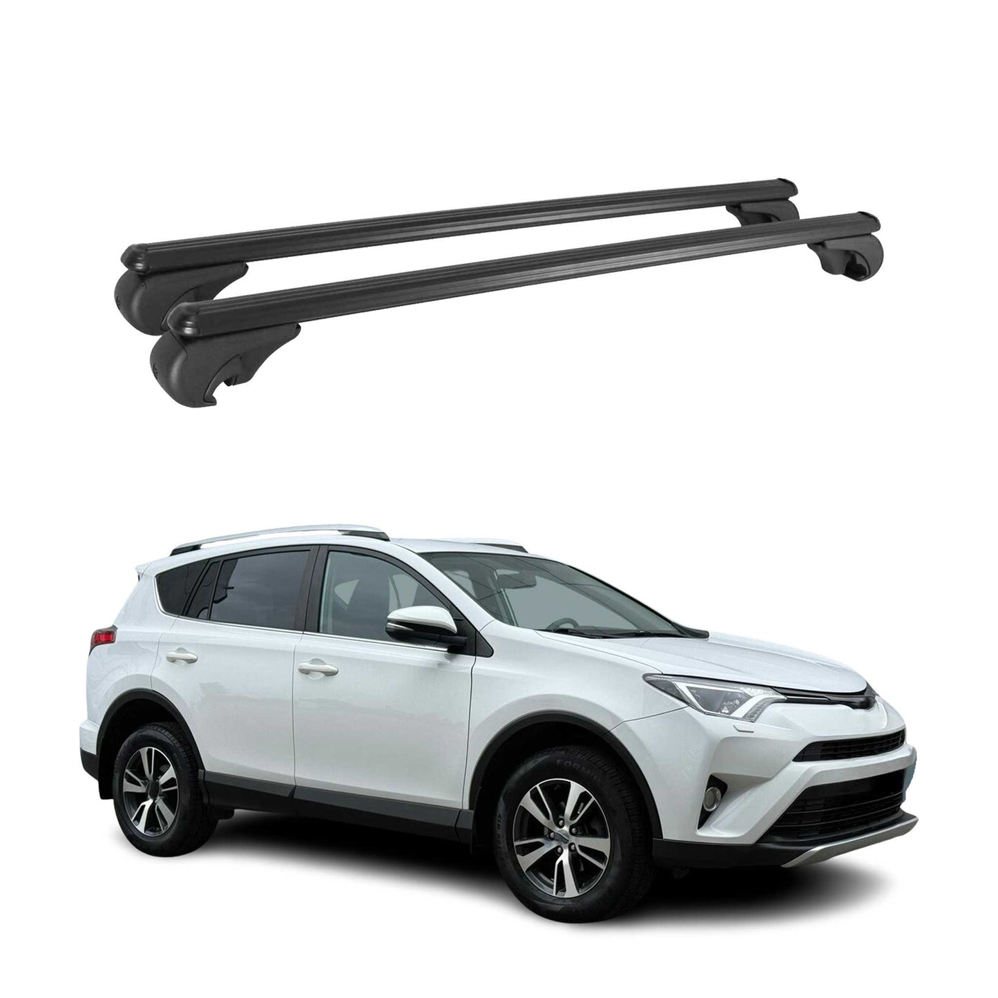 Portbagaj plafon pentru Toyota RAV4 2013-2018, portbagaj bază aluminiu negru 2x