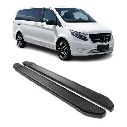 Praguri laterale pentru Mercedes Vito V-Class W447 2014-2023 L3 lungi din aluminiu negru