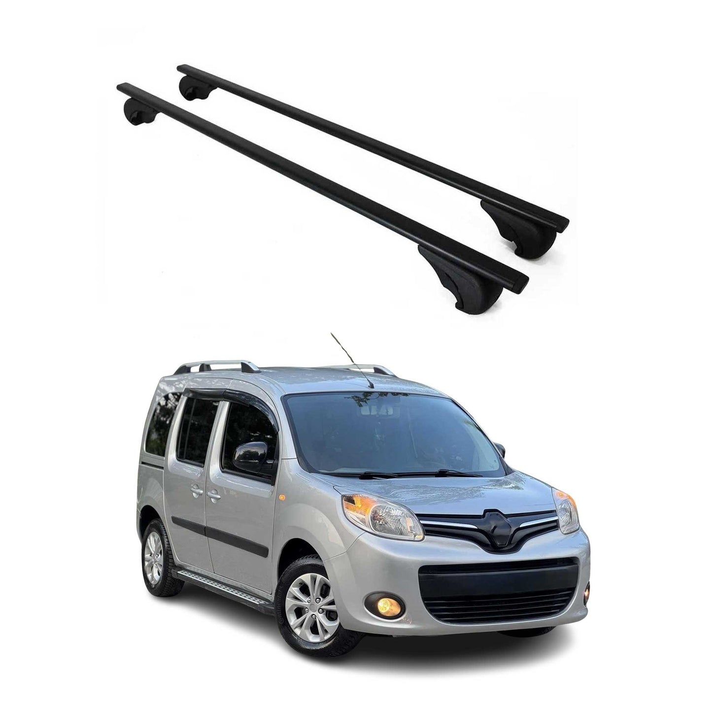 Portbagaj de plafon pentru Renault Kangoo mk2 2007-2021 75kg metal negru 2 buc