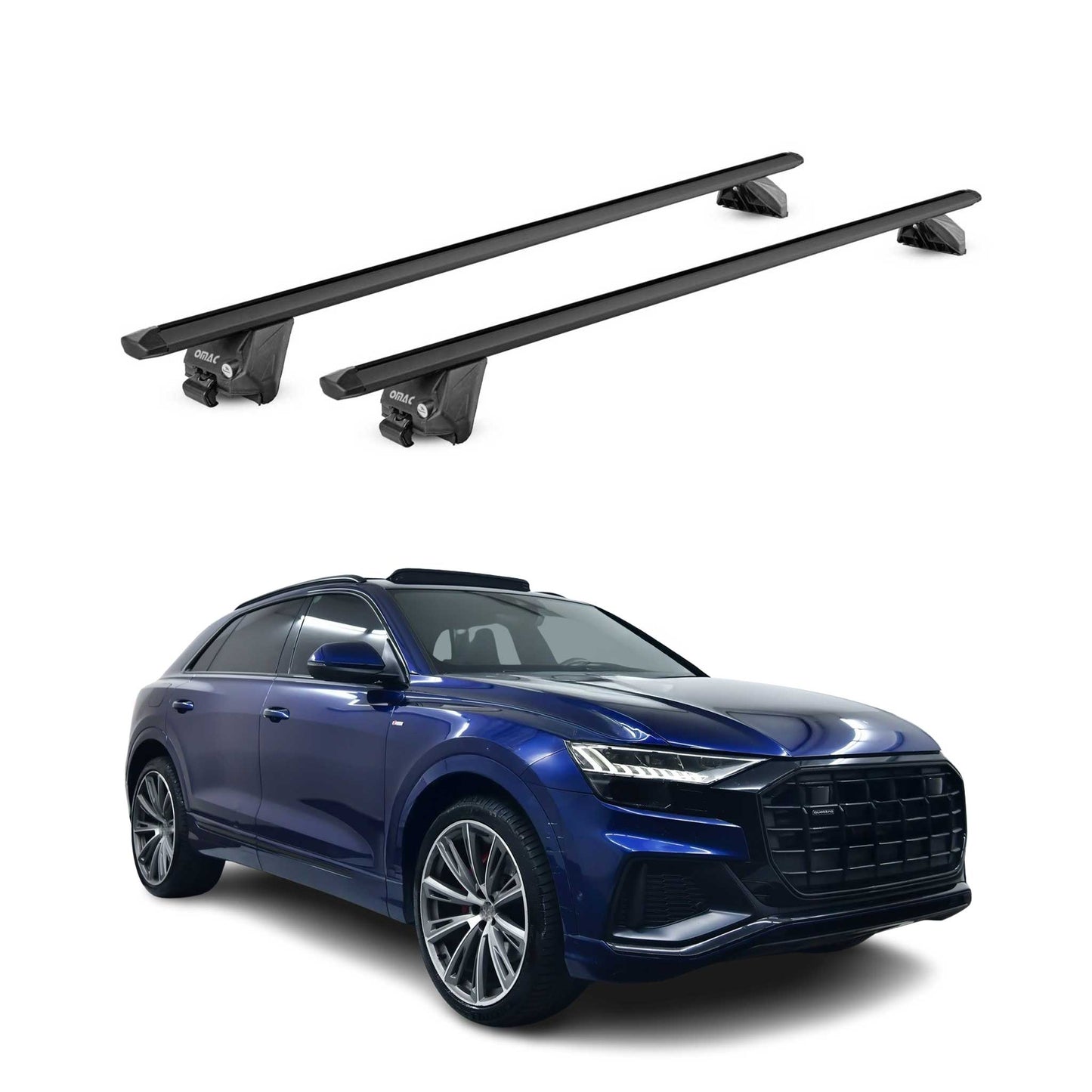 Dachträger Grundtäger für Audi Q8 2018-2025 100kg Aluminium Schwarz 2 tlg ABE