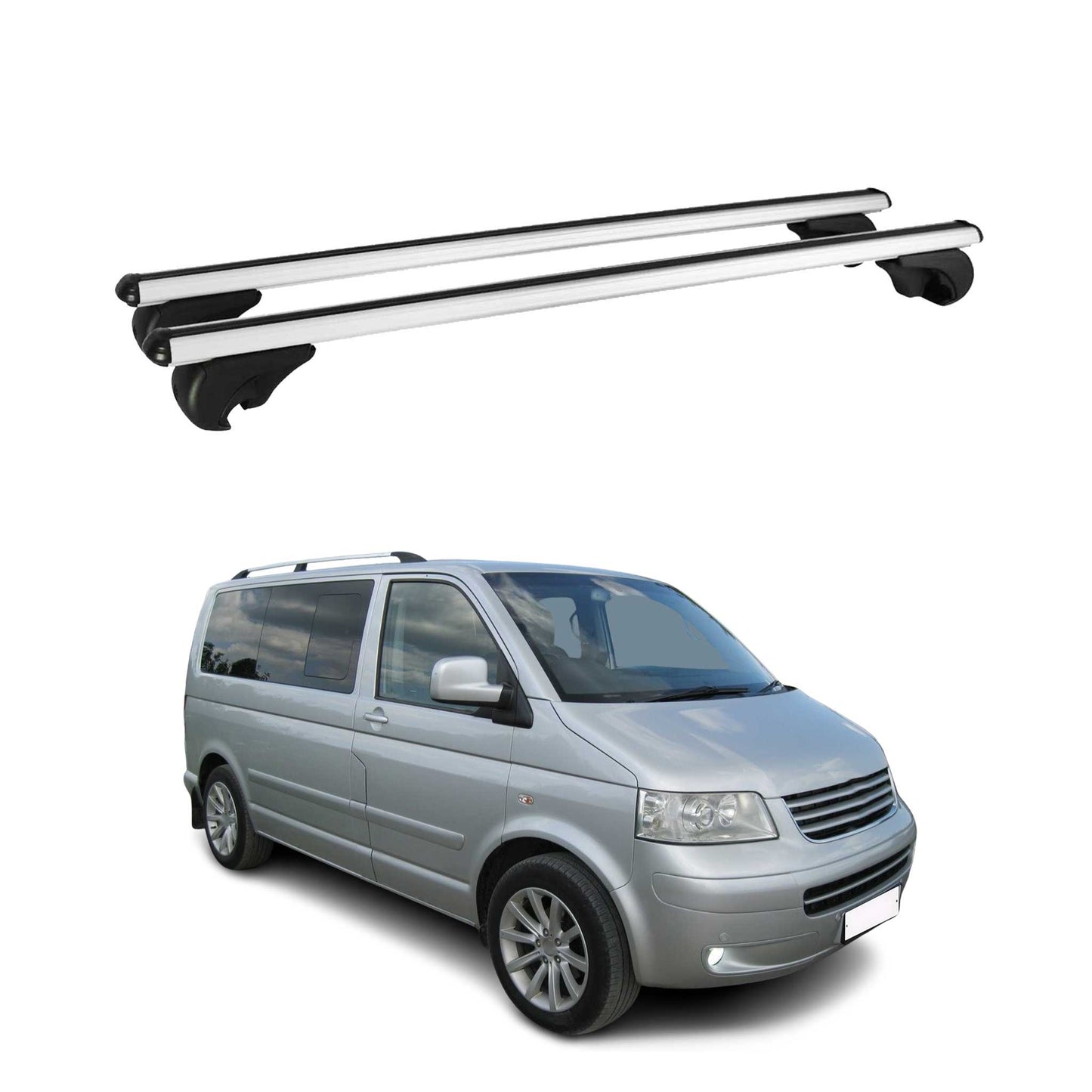 Dachträger Grundtäger für VW T5 T6 Multivan Caravelle 2003-2024 75kg Alu Grau 2x
