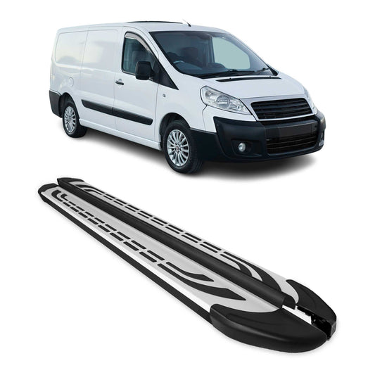 Trittbretter Seitenschweller für Fiat Scudo 2007-2016 L2 Langer Schwarz Alu