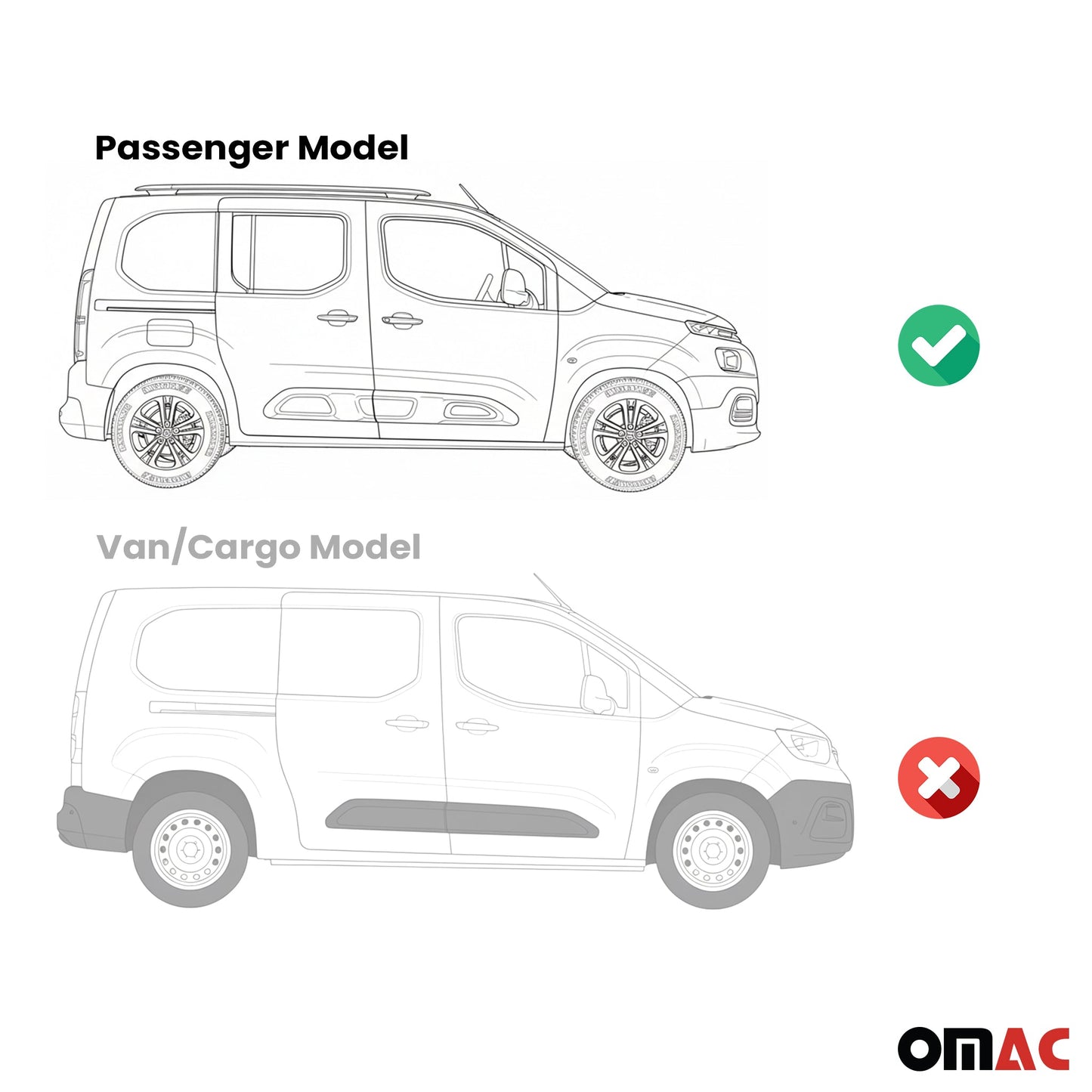 Praguri laterale pentru Citroen Berlingo III 2018-2025 L1 scurte din aluminiu negru-argintiu