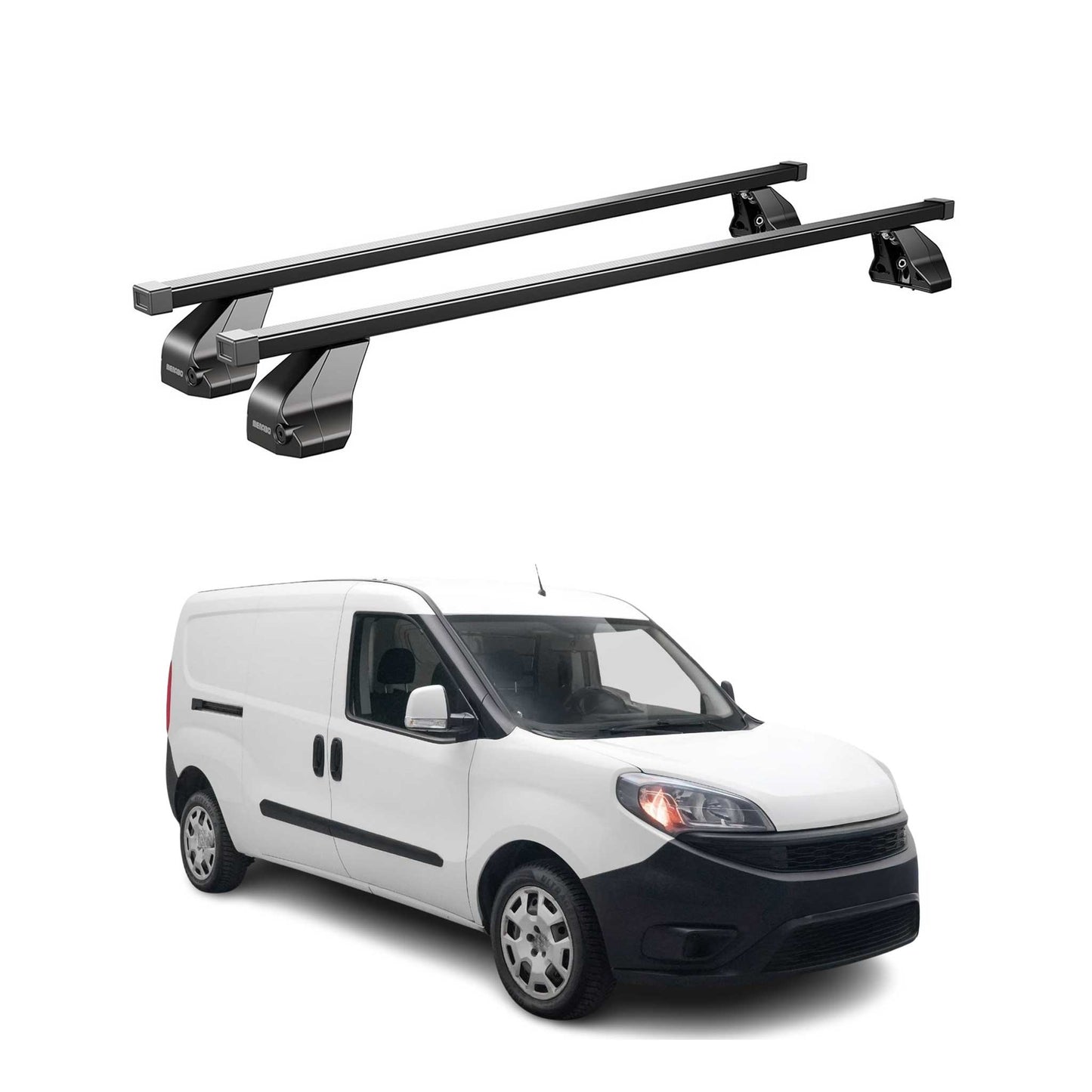 Menabo Dachträger Grundtäger für Fiat Doblo Maxi 2015-2024 75kg Stahl Schwarz 2x