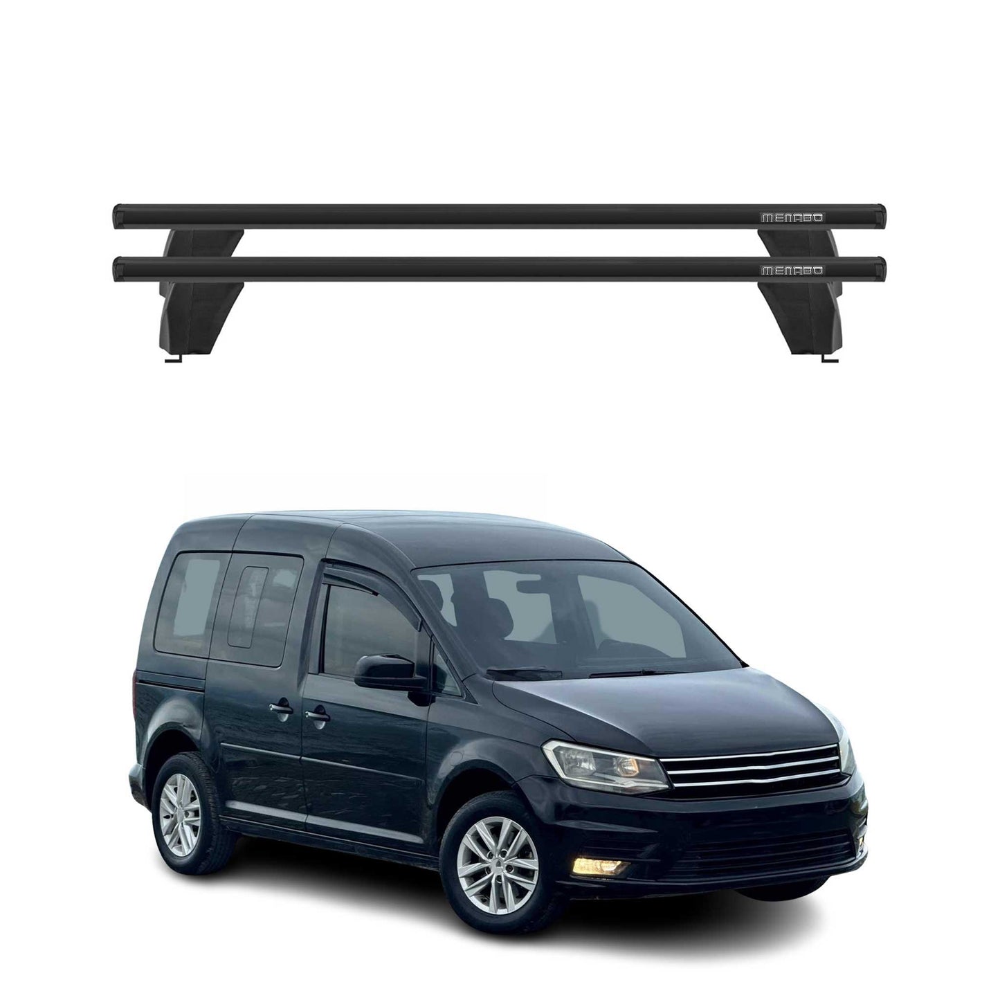 Menabo Dachträger Grundtäger für VW Caddy life 2015-2020 75kg Alu Schwarz 2 tlg