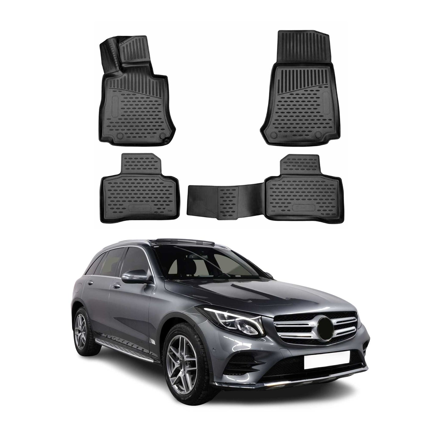 2015-2022 Mercedes GLC X253 C253 Fußmatten TPE Schwarz 4 tlg