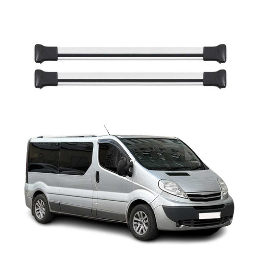 Portbagaj de plafon pentru Nissan Primastar 2001-2014 75kg aluminiu argintiu 2 buc