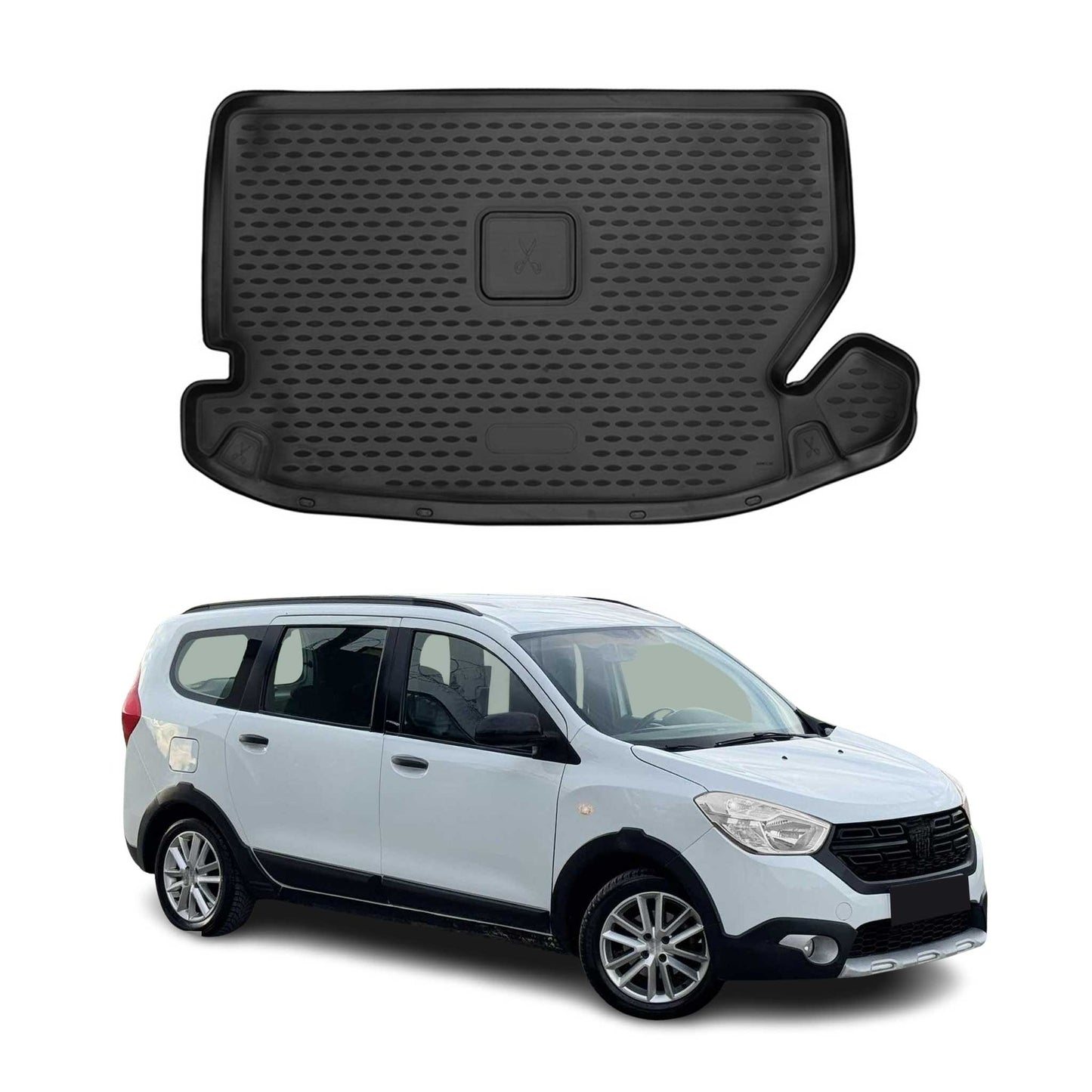 Covoraș portbagaj/tapițerie portbagaj pentru Dacia Lodgy Stepway 2017-2024, 7 locuri, cauciuc