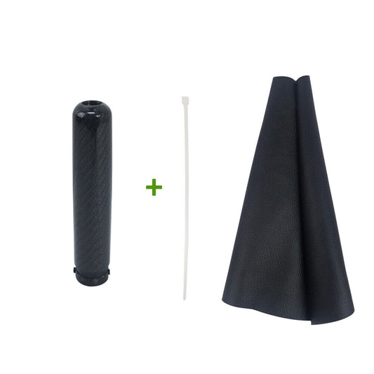 Manetă și burduf frână de mână pentru Peugeot 206 și 206+ 1998-2012 fibră de carbon 2x