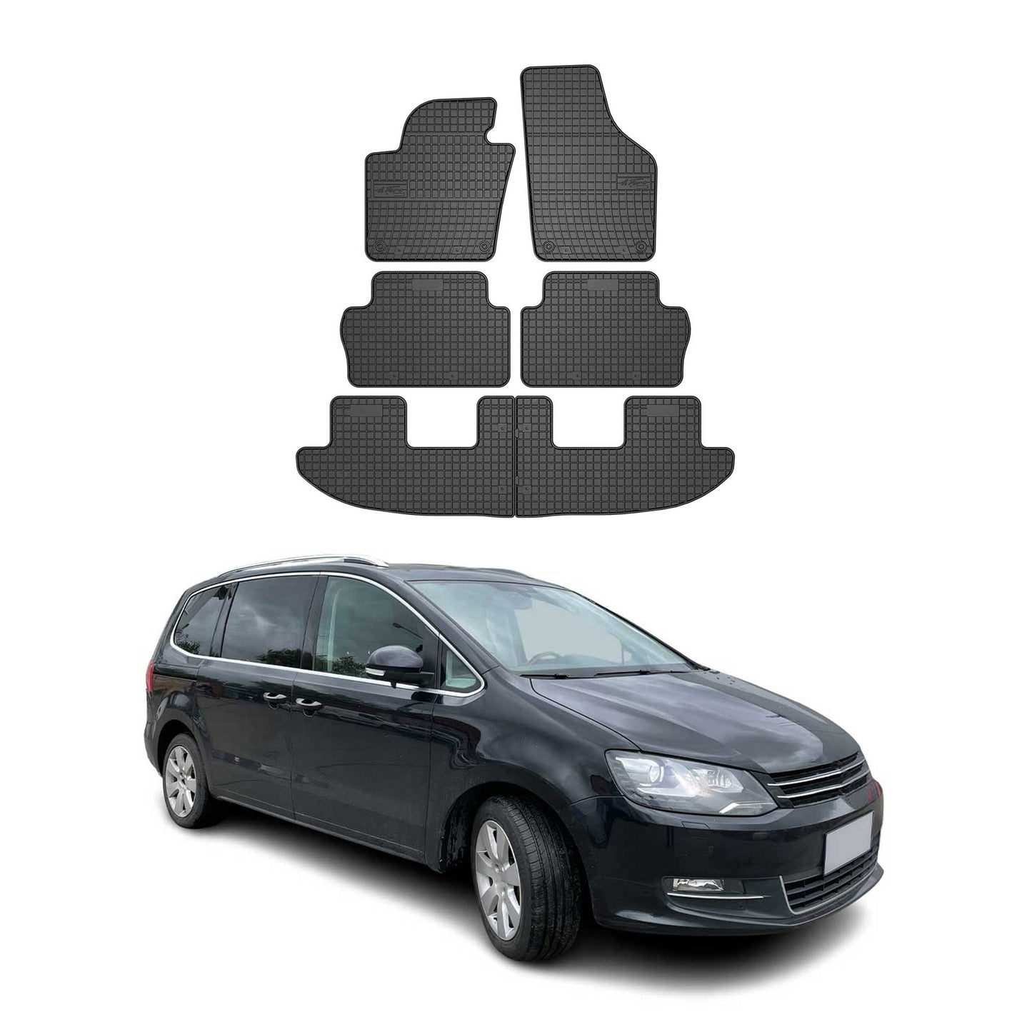 OMAC Gummi Fußmatten für VW Sharan 2010-2025 Automatten Gummi Schwarz 6tlg